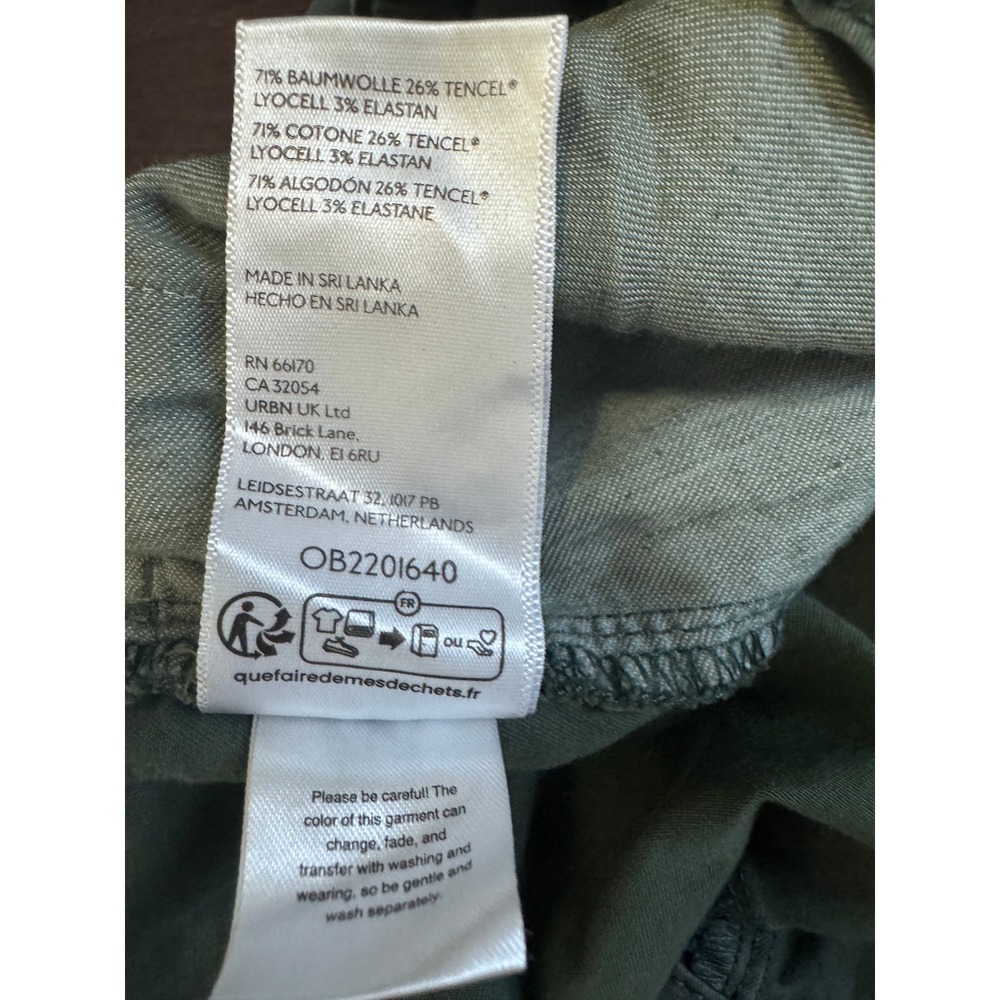 Anthropologie Pilcro The Izzie Relaxed Barrel Pants Pull On Twill Green Medium - Picture 11 of 11